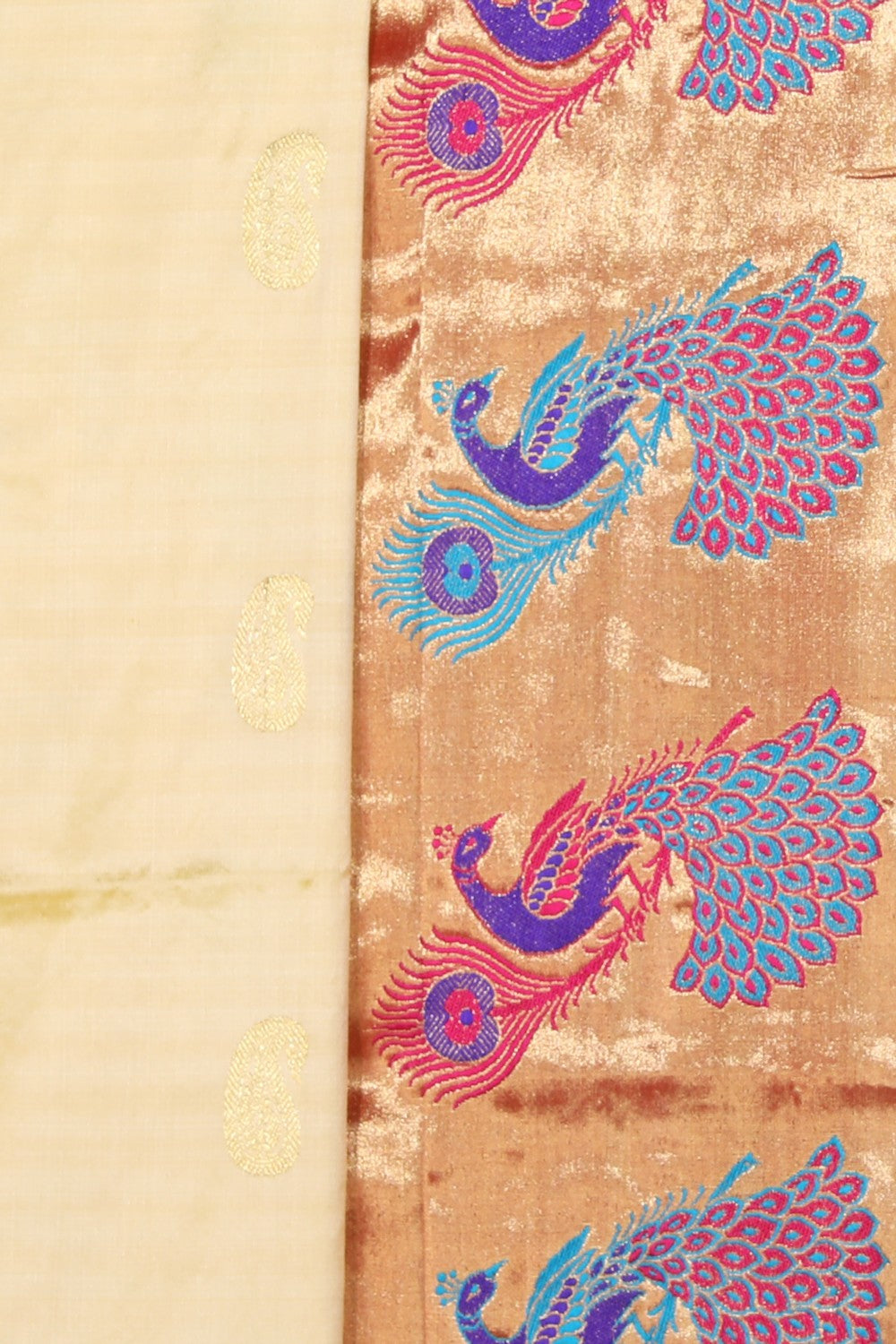 Image of Paithani A Beautiful Cream Saree